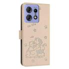 For Motorola Edge 50 Pro Embossed Kitten Phone Leather Case with Lanyard(Beige) - 3