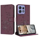 For Motorola Edge 50 Pro Embossed Kitten Phone Leather Case with Lanyard(Wine Red) - 1