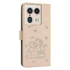 For Motorola Edge 50 Ultra Embossed Kitten Phone Leather Case with Lanyard(Beige) - 3