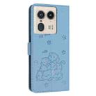 For Motorola Edge 50 Ultra Embossed Kitten Phone Leather Case with Lanyard(Blue) - 3