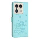 For Motorola Edge 50 Ultra Embossed Kitten Phone Leather Case with Lanyard(Mint Green) - 3