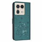 For Motorola Edge 50 Ultra Embossed Kitten Phone Leather Case with Lanyard(Dark Green) - 3