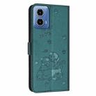 For Motorola Edge 2024 5G Embossed Kitten Phone Leather Case with Lanyard(Dark Green) - 3