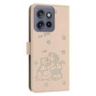 For Motorola Moto S50 / Edge 50 Neo Embossed Kitten Phone Leather Case with Lanyard(Beige) - 3
