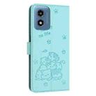 For Motorola Moto G Play 4G 2024 Embossed Kitten Phone Leather Case with Lanyard(Mint Green) - 3