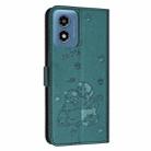 For Motorola Moto G Play 4G 2024 Embossed Kitten Phone Leather Case with Lanyard(Dark Green) - 3
