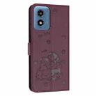 For Motorola Moto G Play 4G 2024 Embossed Kitten Phone Leather Case with Lanyard(Wine Red) - 3