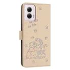 For Motorola Moto G Power 5G 2024 Embossed Kitten Phone Leather Case with Lanyard(Beige) - 3