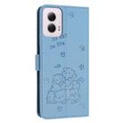 For Motorola Moto G Power 5G 2024 Embossed Kitten Phone Leather Case with Lanyard(Blue) - 3