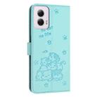 For Motorola Moto G Power 5G 2024 Embossed Kitten Phone Leather Case with Lanyard(Mint Green) - 3
