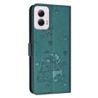 For Motorola Moto G Power 5G 2024 Embossed Kitten Phone Leather Case with Lanyard(Dark Green) - 3