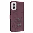 For Motorola Moto G Power 5G 2024 Embossed Kitten Phone Leather Case with Lanyard(Wine Red) - 3