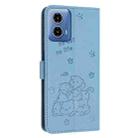 For Motorola Moto G Stylus 5G 2024 Embossed Kitten Phone Leather Case with Lanyard(Blue) - 3