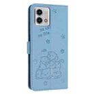 For Motorola Moto G Stylus 2023 4G Embossed Kitten Phone Leather Case with Lanyard(Blue) - 3