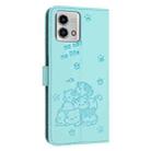 For Motorola Moto G Stylus 2023 4G Embossed Kitten Phone Leather Case with Lanyard(Mint Green) - 3