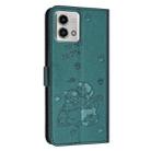 For Motorola Moto G Stylus 2023 4G Embossed Kitten Phone Leather Case with Lanyard(Dark Green) - 3