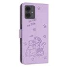 For Motorola Moto G04 / G24 / G04s Embossed Kitten Phone Leather Case with Lanyard(Purple) - 3