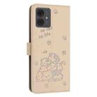 For Motorola Moto G14 Embossed Kitten Phone Leather Case with Lanyard(Beige) - 3