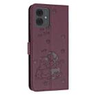 For Motorola Moto G14 Embossed Kitten Phone Leather Case with Lanyard(Wine Red) - 3