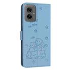 For Motorola Moto G55 Embossed Kitten Phone Leather Case with Lanyard(Blue) - 3