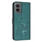 For Motorola Moto G55 Embossed Kitten Phone Leather Case with Lanyard(Dark Green) - 3