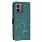 For Motorola Moto G84 Embossed Kitten Phone Leather Case with Lanyard(Dark Green) - 3