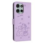 For Motorola Moto G75 Embossed Kitten Phone Leather Case with Lanyard(Purple) - 3