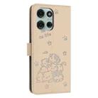 For Motorola Moto G75 Embossed Kitten Phone Leather Case with Lanyard(Beige) - 3