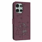 For Motorola Moto G75 Embossed Kitten Phone Leather Case with Lanyard(Wine Red) - 3