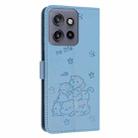 For Motorola Moto G15 Embossed Kitten Phone Leather Case with Lanyard(Blue) - 3