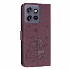 For Motorola Moto G15 Embossed Kitten Phone Leather Case with Lanyard(Wine Red) - 3