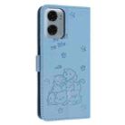 For Motorola Moto G05 Embossed Kitten Phone Leather Case with Lanyard(Blue) - 3