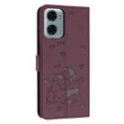 For Motorola Moto G05 Embossed Kitten Phone Leather Case with Lanyard(Wine Red) - 3