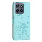For Motorola Moto G Power / G Play 2025 Embossed Kitten Phone Leather Case with Lanyard(Mint Green) - 3