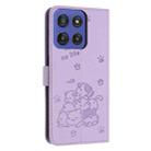 For Motorola Moto G Stylus 5G 2025 Embossed Kitten Phone Leather Case with Lanyard(Purple) - 3