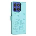 For Motorola Edge 60 Fusion Embossed Kitten Phone Leather Case with Lanyard(Mint Green) - 3