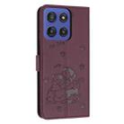 For Motorola Edge 60 Fusion Embossed Kitten Phone Leather Case with Lanyard(Wine Red) - 3