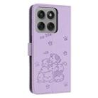 For Motorola Edge 60 Pro Embossed Kitten Phone Leather Case with Lanyard(Purple) - 3