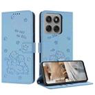 For Motorola Edge 60 Pro Embossed Kitten Phone Leather Case with Lanyard(Blue) - 1