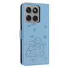 For Motorola Edge 60 Pro Embossed Kitten Phone Leather Case with Lanyard(Blue) - 3