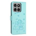 For Motorola Edge 60 Pro Embossed Kitten Phone Leather Case with Lanyard(Mint Green) - 3