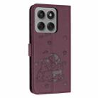 For Motorola Edge 60 Pro Embossed Kitten Phone Leather Case with Lanyard(Wine Red) - 3