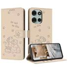 For Motorola Moto G86 5G Embossed Kitten Phone Leather Case with Lanyard(Beige) - 1