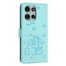 For Motorola Moto G86 5G Embossed Kitten Phone Leather Case with Lanyard(Mint Green) - 3