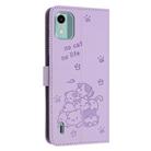 For Nokia C12 Embossed Kitten Phone Leather Case with Lanyard(Purple) - 3