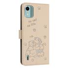 For Nokia C12 Embossed Kitten Phone Leather Case with Lanyard(Beige) - 3