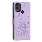 For Nokia C22 Embossed Kitten Phone Leather Case with Lanyard(Purple) - 3