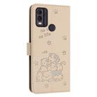 For Nokia C22 Embossed Kitten Phone Leather Case with Lanyard(Beige) - 3