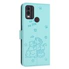For Nokia C22 Embossed Kitten Phone Leather Case with Lanyard(Mint Green) - 3