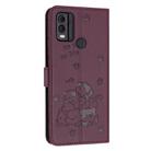 For Nokia C22 Embossed Kitten Phone Leather Case with Lanyard(Wine Red) - 3